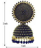 Mominos Fashion Joharkamal Gold-Polished Meenakari Jhumkas For Women & Girls (Blue) | Grab2Buy
