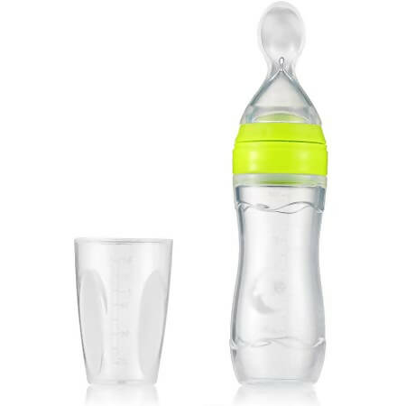 Safe-O-Kid Easy Set of 2 Squeezy Silicone Food Feeder Spoon (Soft Tip) Bottle- Green- 90mL | Grab2Buy