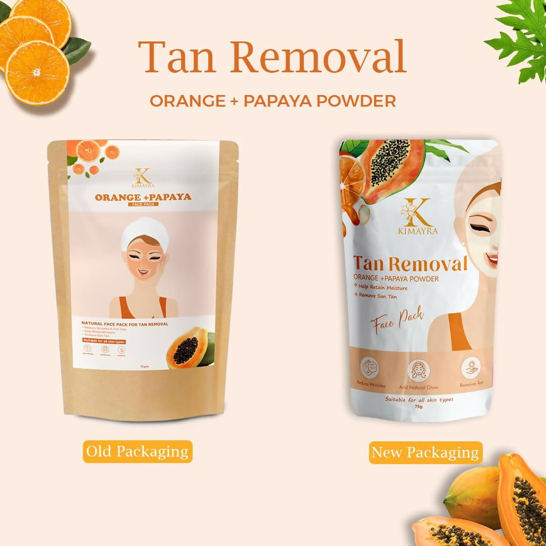 Kimayra Organic Orange + Papaya Face Pack Powder For Tan Removal, Helps In Retain Moisture & Reduce Wrinkles & Fine Lines | Grab2Buy