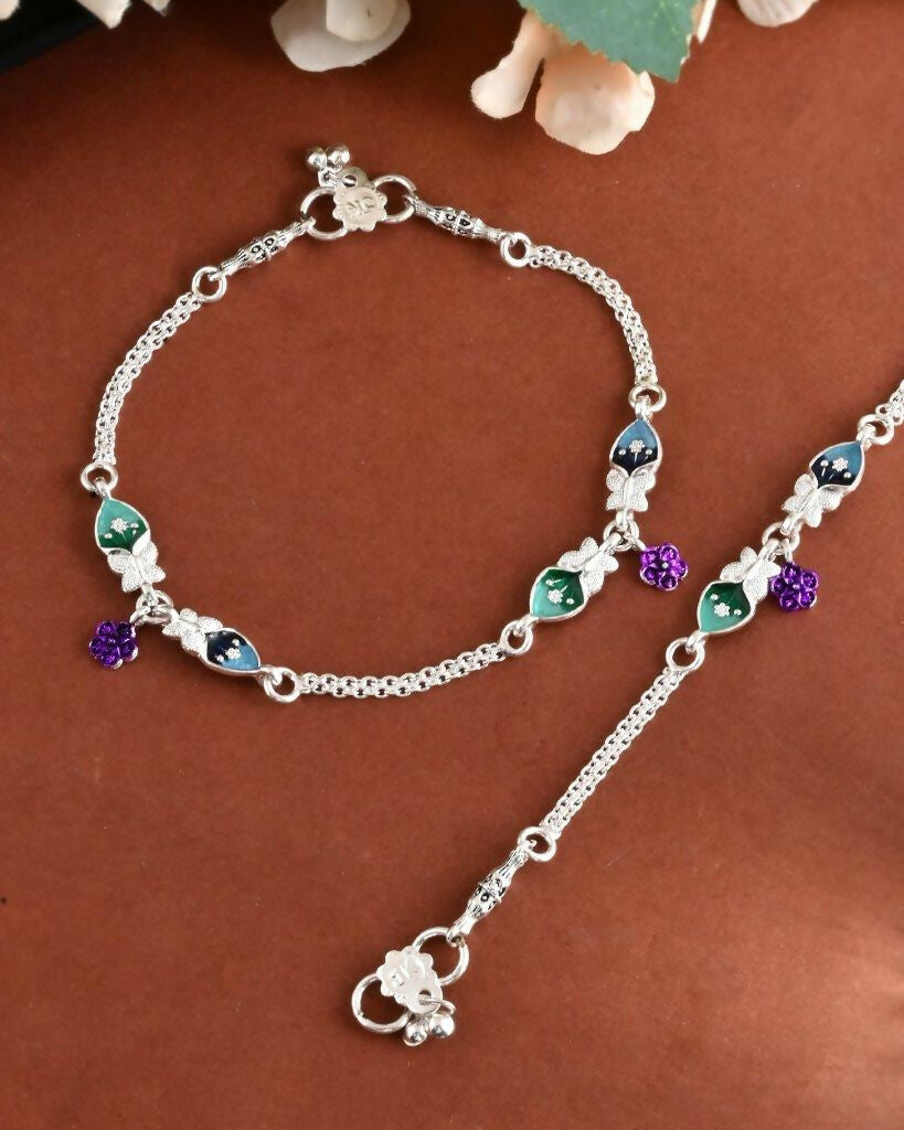 VOJ Set of 2 Mutli Color Meenakari Anklet | Grab2Buy