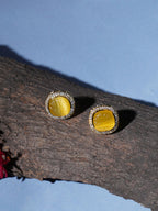 Yellow Stone Kundan Studs (yellow) - Ruby Raang | Grab2Buy
