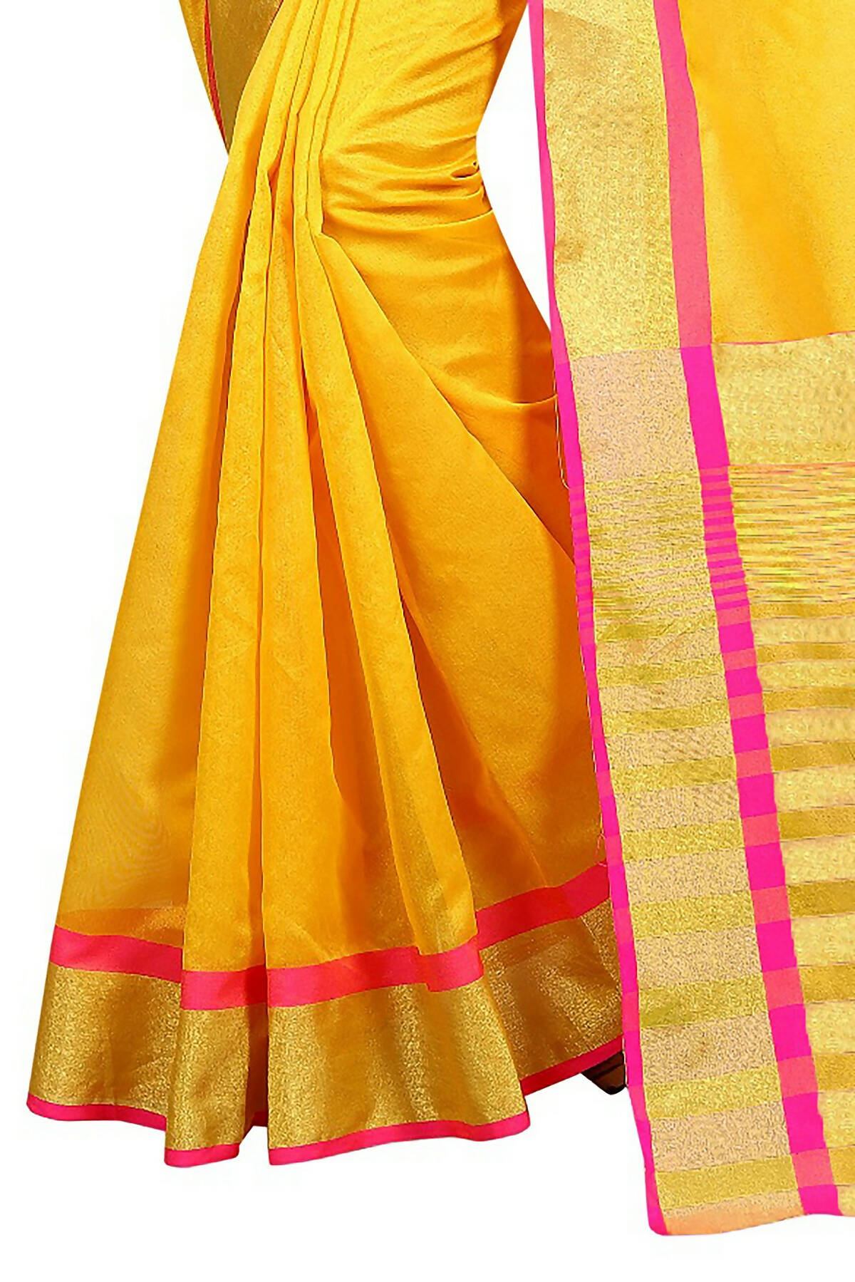 Vamika Yellow Cotton Silk Weaving Saree (Mastani Weaving Gold) | Grab2Buy