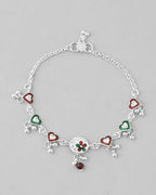 VOJ Set of 2 Stone Studded Heart Shaped Traditional Anklet | Grab2Buy