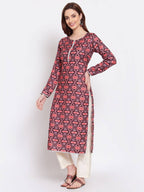 Myshka Women's Multi Printed Pashmeena Full Sleeve Round Neck Casual Winter Kurta | Grab2Buy