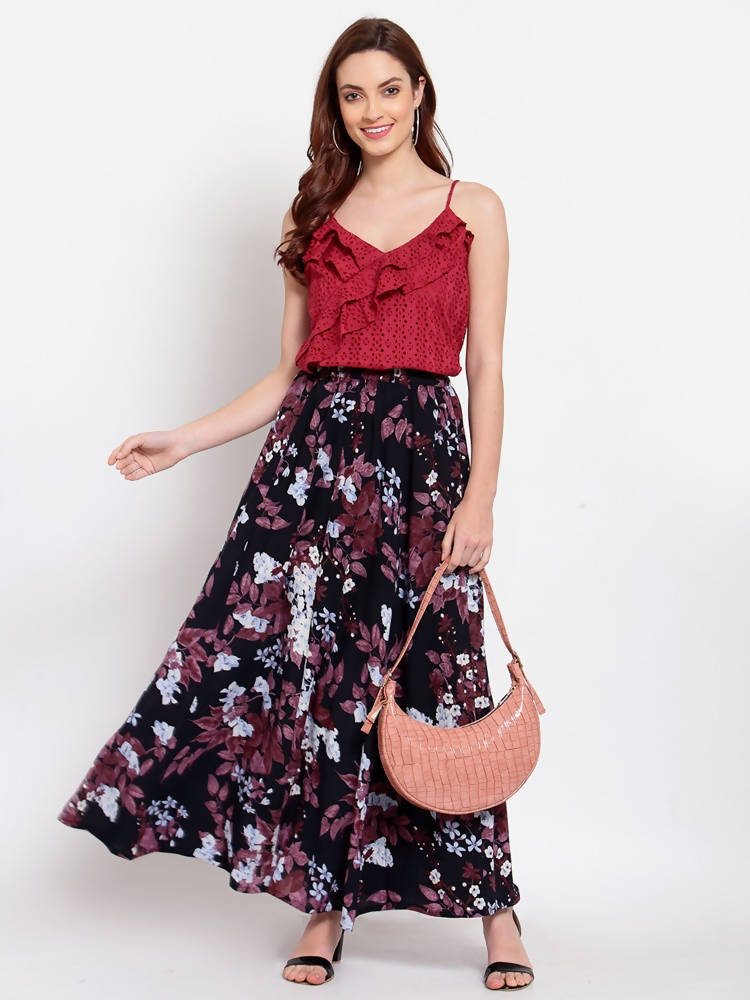 Myshka Women's Multi Printed Crepe Na Na Casual Skirt | Grab2Buy