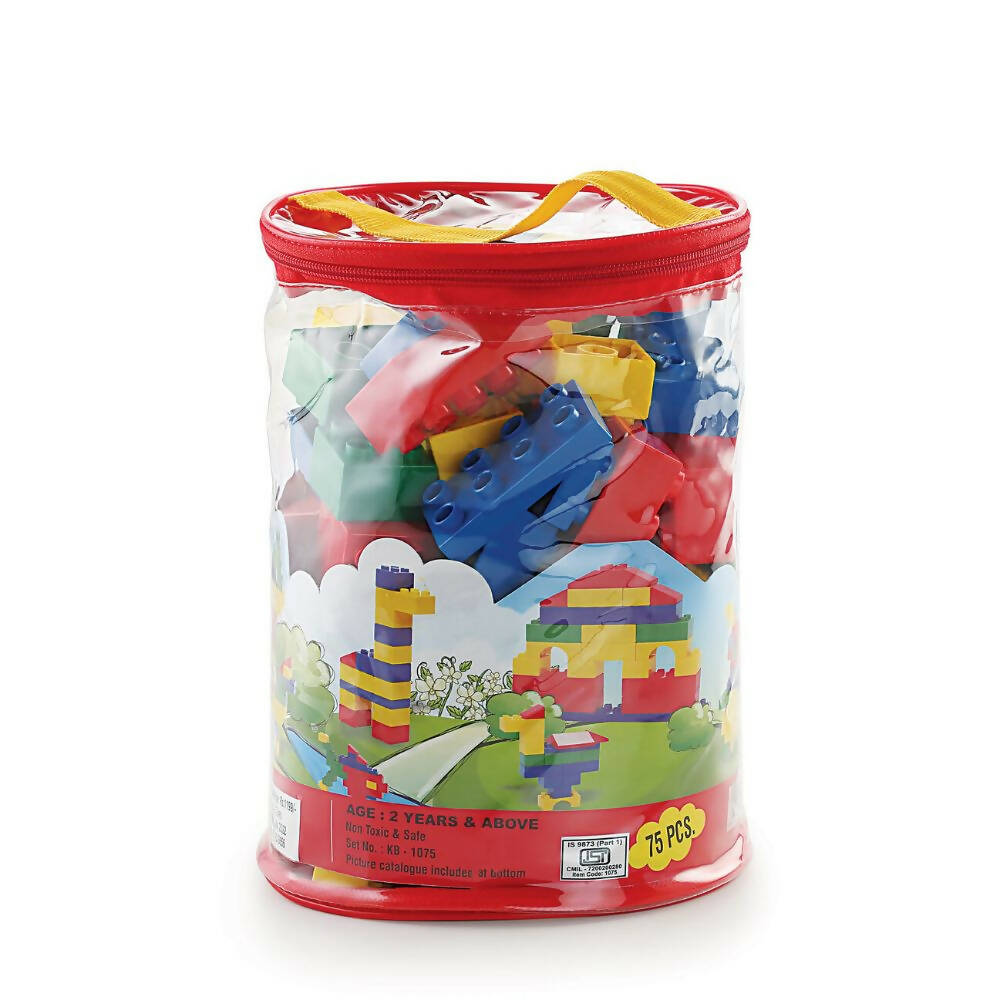 Peacock Learning & Educational Building Interlocking Blocks Set For Kids - 75 Pcs | Grab2Buy