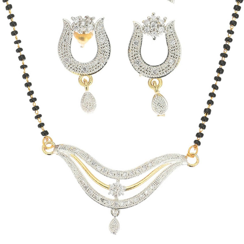 AanyaCentric Gold-Polished Mangalsutra Pendant Earring Set & Silver Plated Anklet | Grab2Buy