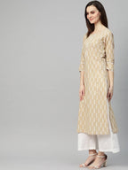 Yufta Women Beige & White Printed Kurta with Palazzo & Dupatta | Grab2Buy