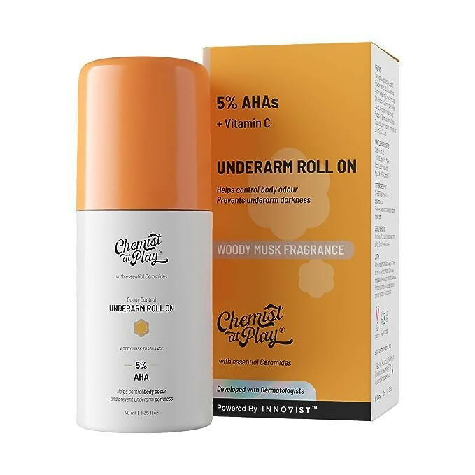 Chemist at Play UnderArm Roll On Woody Musk, Prevents Body Odour, Brightens Skin & Exfoliates Underarm | Grab2Buy