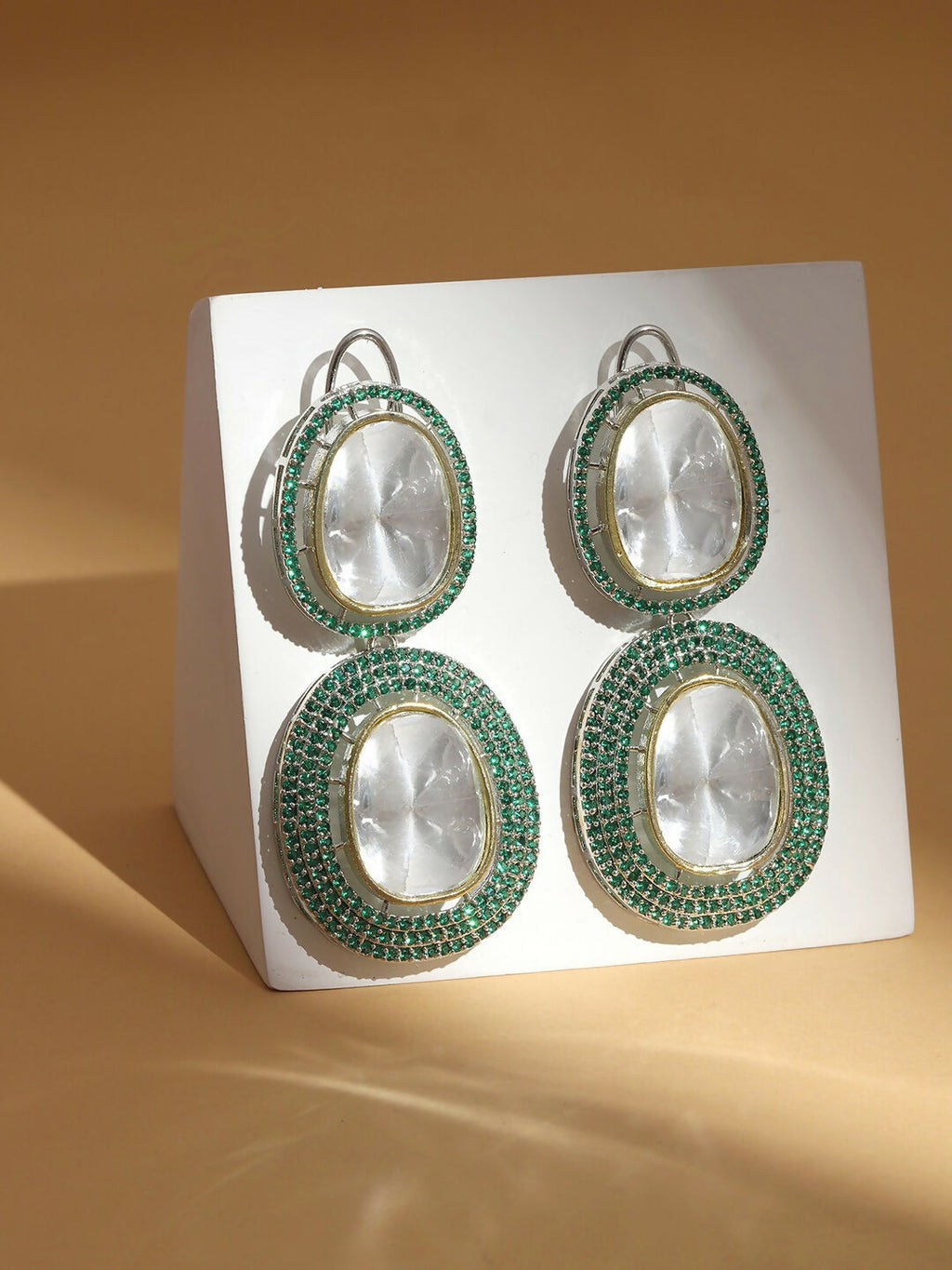 Green Dual Earrings- Ruby Raang | Grab2Buy