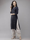 Yufta Women Navy Blue Regular Sequinned Kurta with Palazzo | Grab2Buy