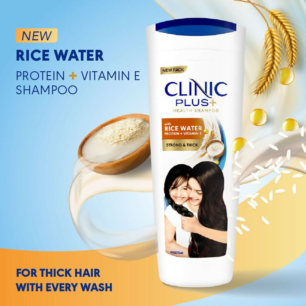 Clinic Plus With Rice Water Protein + Vitamin-E Strong & Thick Shampoo | Grab2Buy