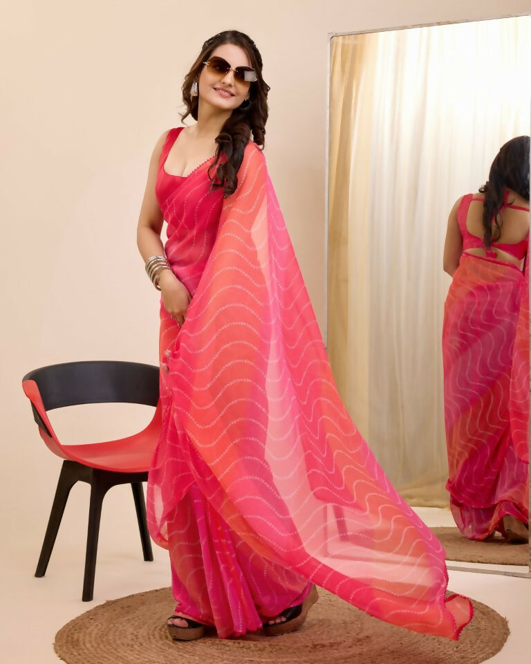 Gajri Georgette Designer Printed Ready To Wear Saree - Ibiza | Grab2Buy