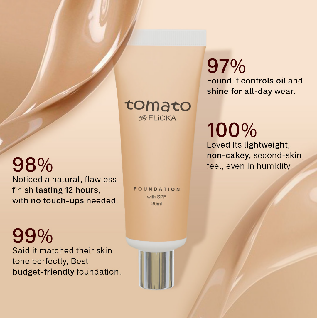 Flicka Cosmetics Tomato Moisturizing Lightweight & Long Lasting Liquid Foundation Walnut 04 | Grab2Buy