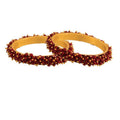 Mominos Fashion Joharkamal Gold-Polished Maroon Beads Work Bangles | Grab2Buy