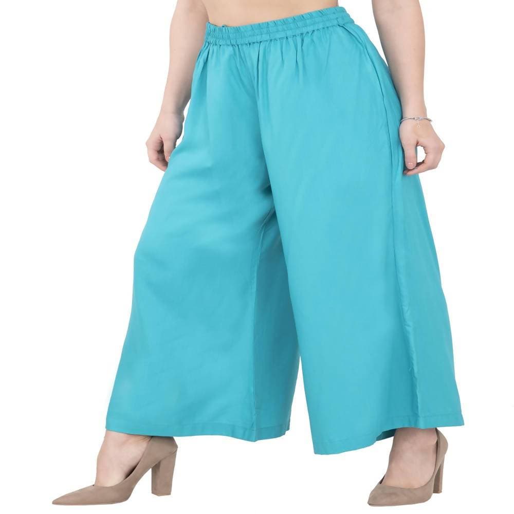 Lagi Women's Turquoise Blue Solid Palazzo (PLZ04H) | Grab2Buy