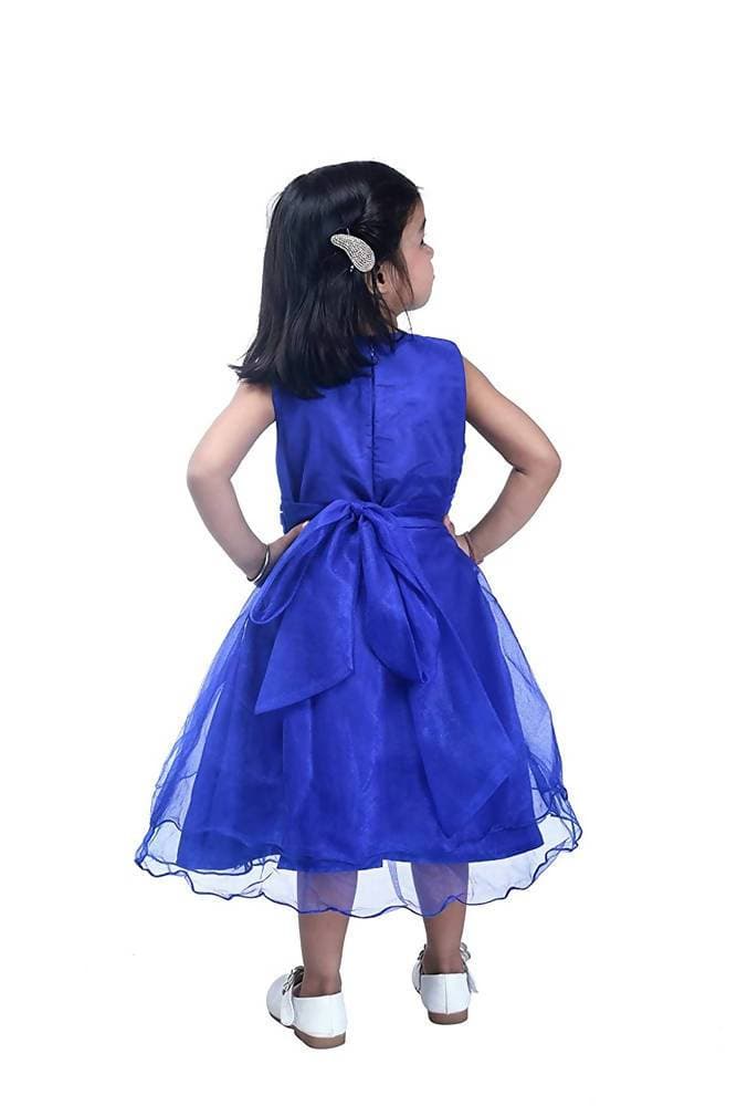 Asmaani Baby Girl's Blue Color Satin Knee Length Frock (AS-DRESS-22143) | Grab2Buy