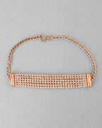 VOJ Gold-Polished AD Studded Multi Layar Charm Bracelet
