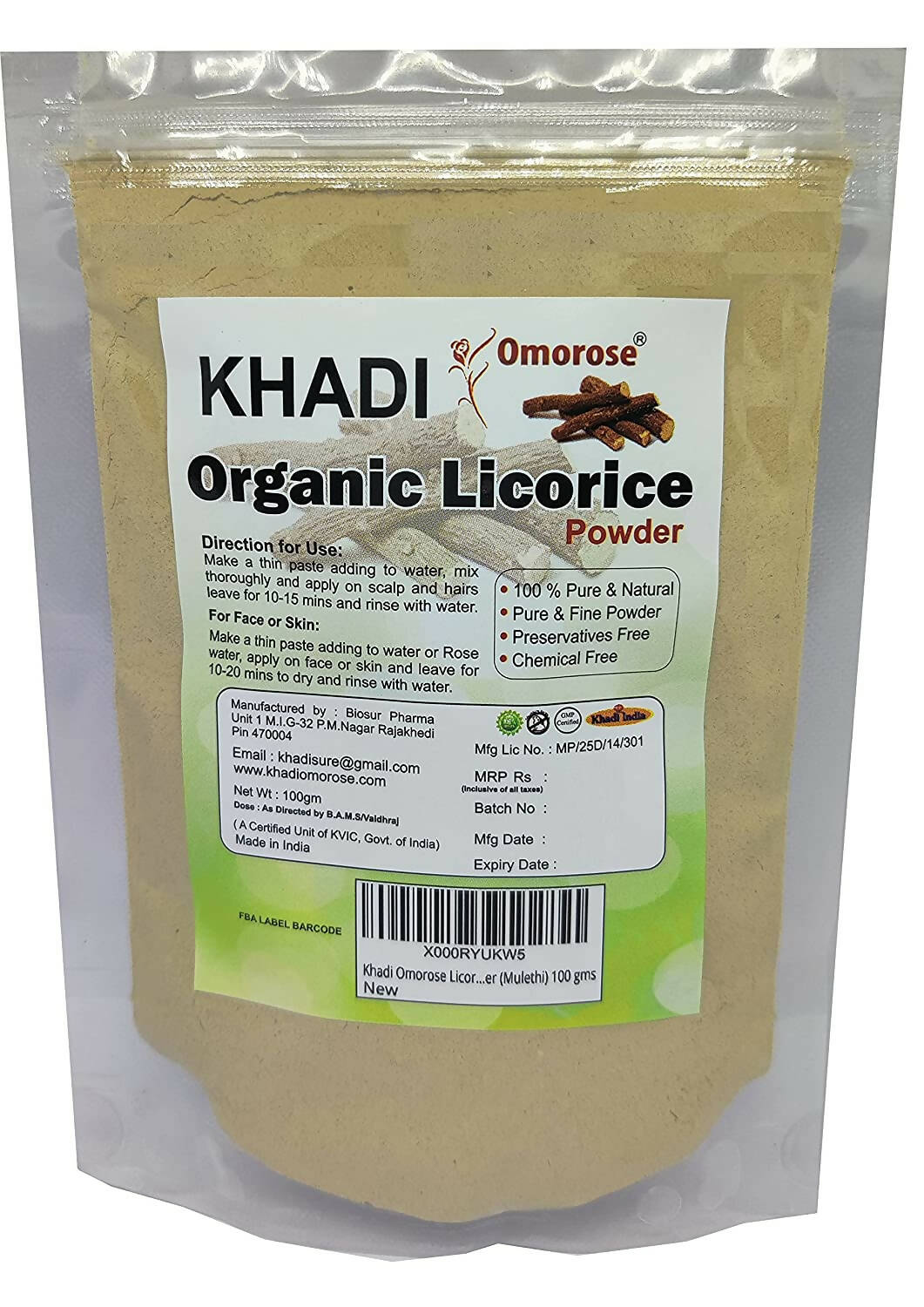 Khadi Omorose Licorice (Mulethi) Powder | Grab2Buy