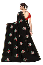 Vamika Black Chanderi Cotton Embroidery Floral Saree | Grab2Buy