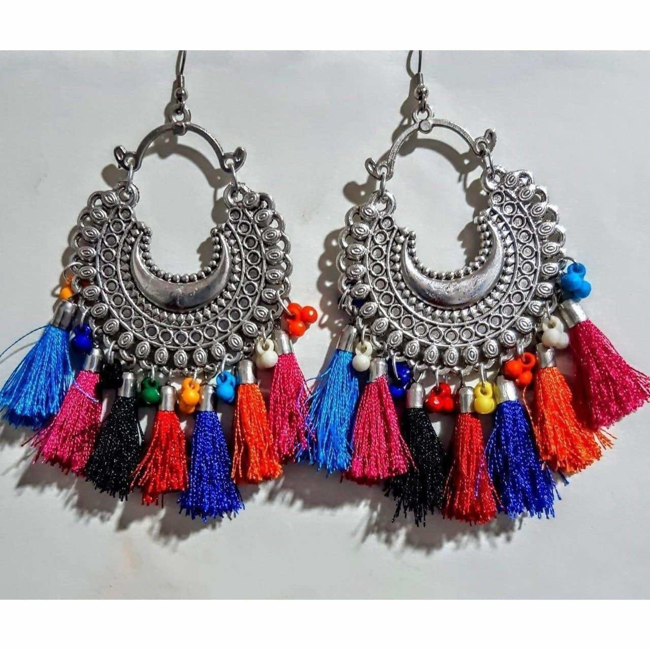 MS Fashion India Muskan Glass Pearl Multi color Thread Fancy Earrings | Grab2Buy