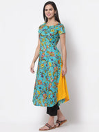 Myshka Women's Cotton Printed Half Sleeve Round Neck Multicolor Dress | Grab2Buy
