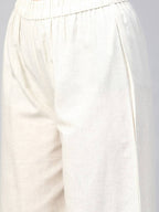 Yufta Women Black & White Yoke Design Thread Work Cotton Kurta with Palazzo & Dupatta | Grab2Buy