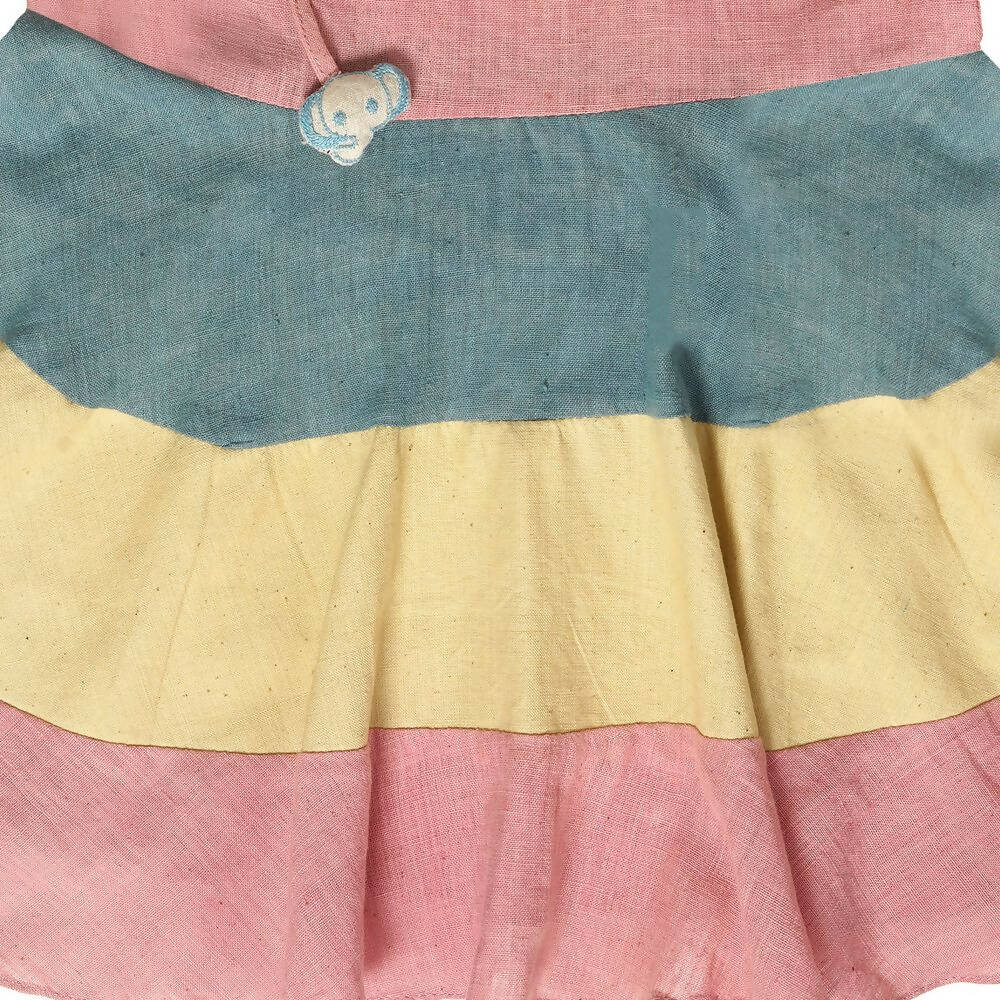 Mhyssa Sleeveless Flared Frock With Tie Ups - Pink | Grab2Buy