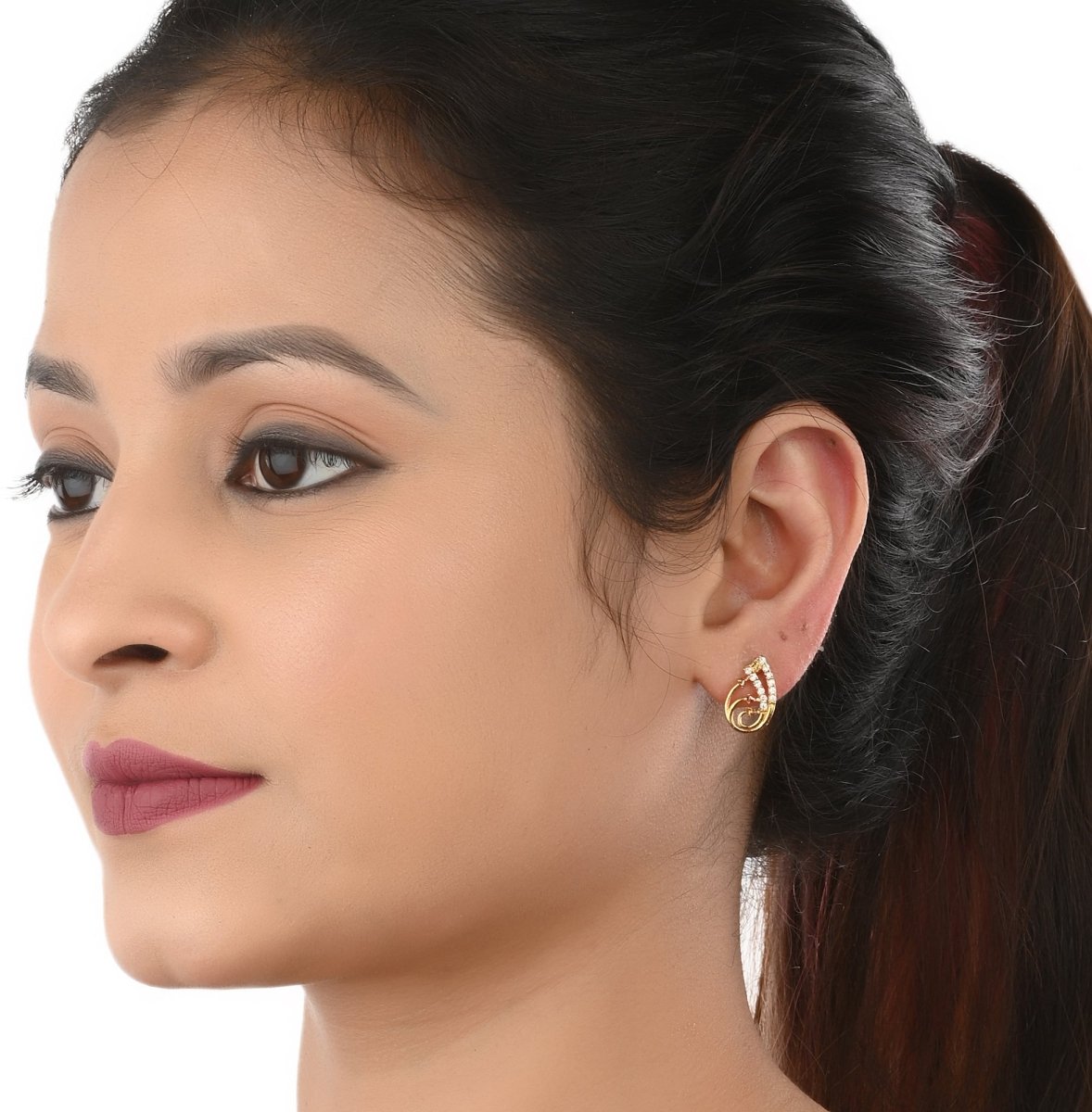 AanyaCentric Gold-Polished Jewelry Combo: Elegant Short Mangalsutra, Finger Ring, and American Diamond Earrings Set | Grab2Buy