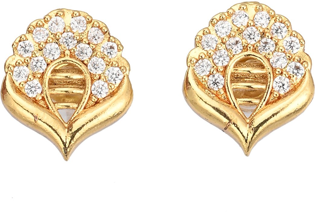 AanyaCentric Gold-Polished Jewelry Combo: Elegant Short Mangalsutra, Finger Ring, and American Diamond Earrings Set | Grab2Buy
