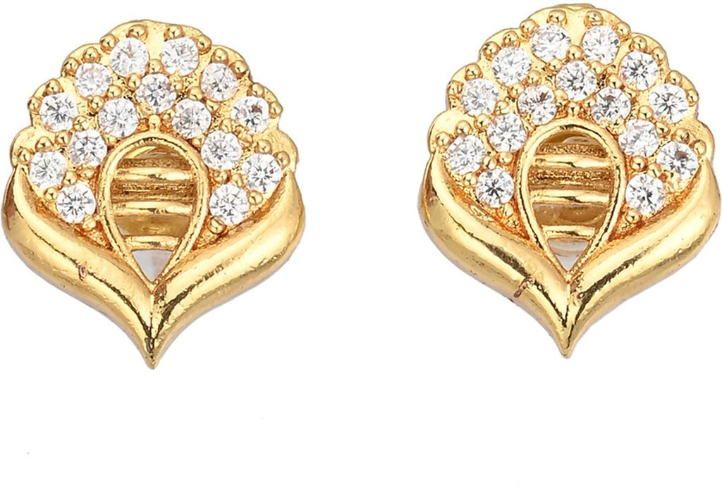 AanyaCentric Gold-Polished Jewelry Combo: Elegant Short Mangalsutra, Finger Ring, and American Diamond Earrings Set | Grab2Buy
