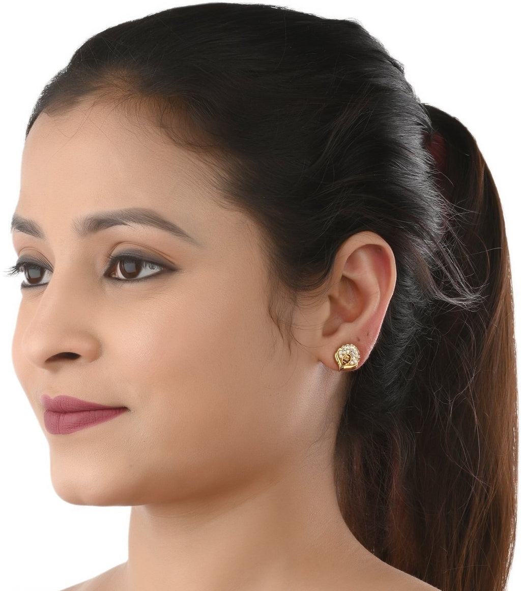 AanyaCentric Gold-Polished Jewelry Combo: Elegant Short Mangalsutra, Finger Ring, and American Diamond Earrings Set | Grab2Buy