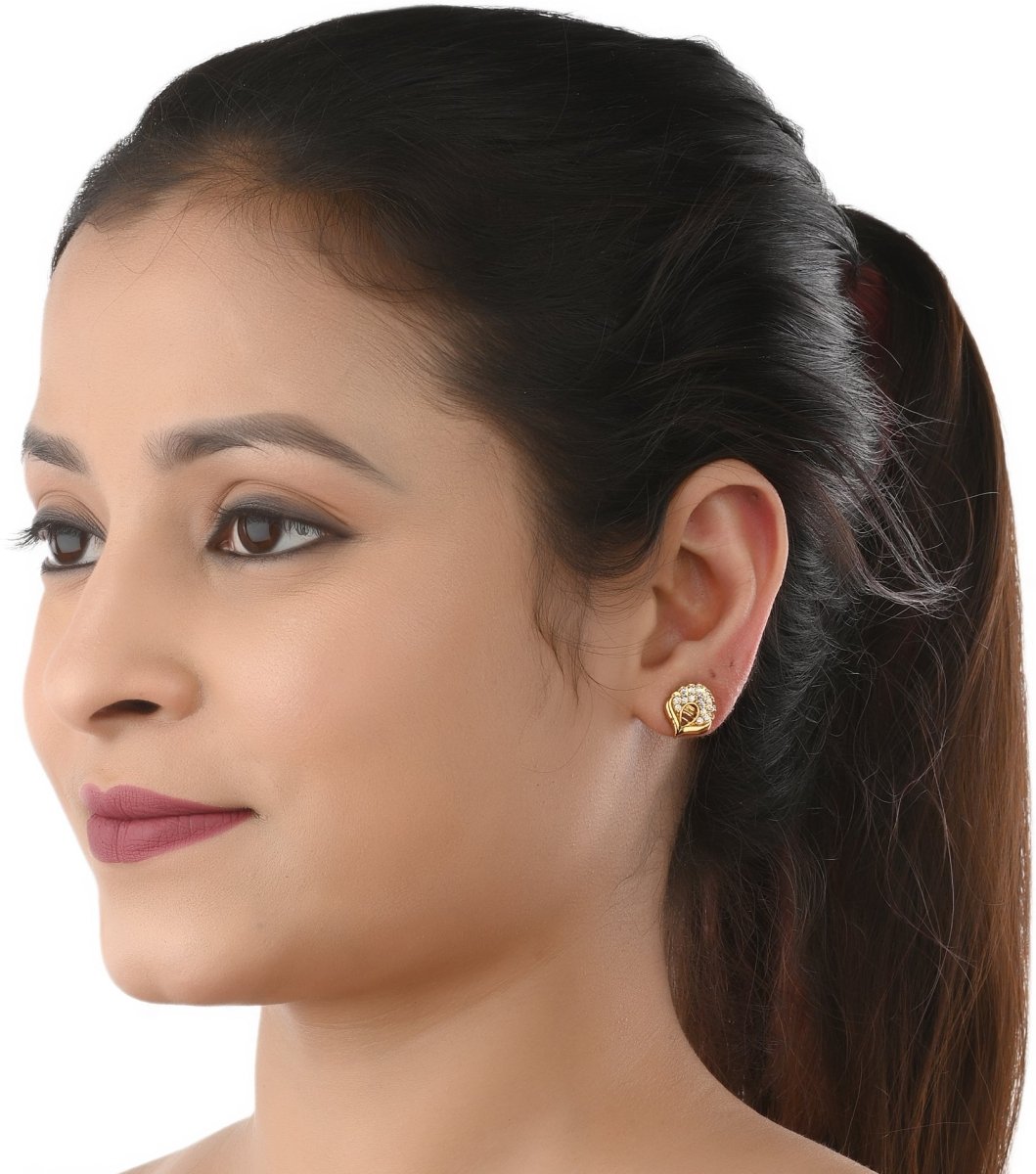 AanyaCentric Gold-Polished Jewelry Combo: Elegant Short Mangalsutra, Finger Ring, and American Diamond Earrings Set | Grab2Buy
