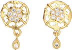 AanyaCentric Gold-Polished Jewelry Combo: Elegant Short Mangalsutra, Finger Ring, and American Diamond Earrings Set | Grab2Buy