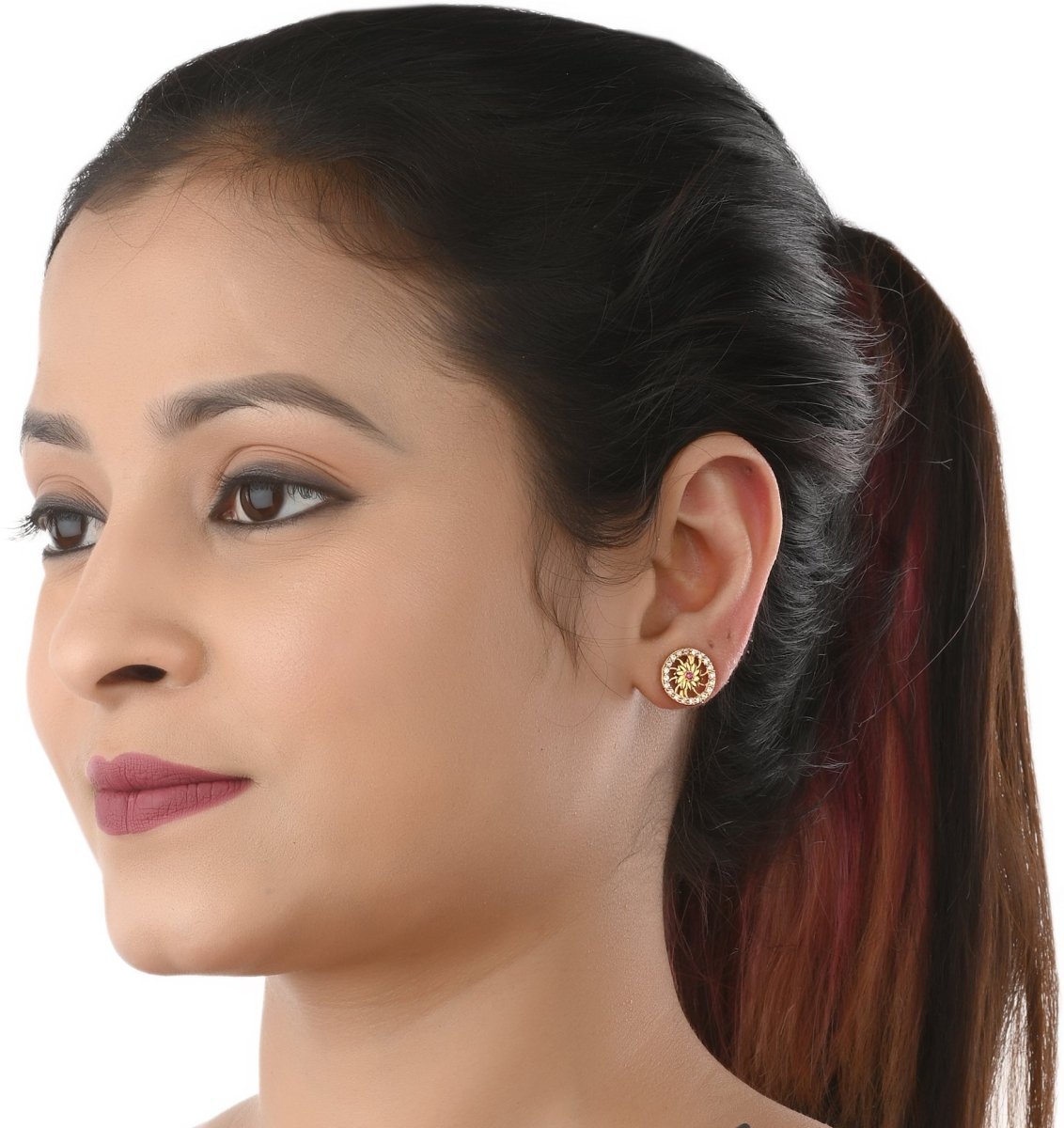 AanyaCentric Gold-Polished Jewelry Combo: Elegant Short Mangalsutra, Finger Ring, and American Diamond Earrings Set | Grab2Buy