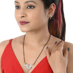 AanyaCentric Ad Short Mangalsutra Set Pendant with Earrings Golden