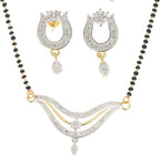 AanyaCentric Ad Short Mangalsutra Set Pendant with Earrings Golden