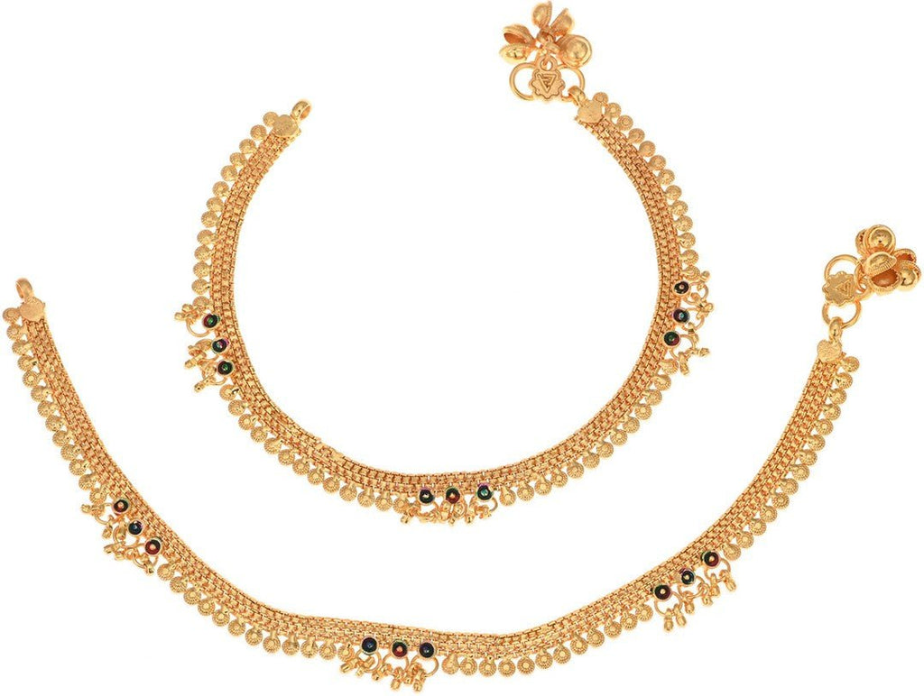AanyaCentric Gold-Polished White Metal Payal Indian Traditional Ethnic Fashion Imitation Jewellery Foot Chain | Grab2Buy