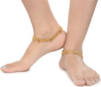 AanyaCentric Gold-Polished White Metal Payal Indian Traditional Ethnic Fashion Imitation Jewellery Foot Chain