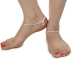 AanyaCentric Stylish Silver Plated Anklet & Gold-Polished American Diamond Earring Combo for Girls & Women | Grab2Buy