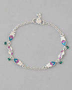 VOJ Set of 2 Stone Studded Mutli Color Designer Anklet