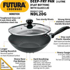 Hawkins Futura Non-stick Deep Fry Pan with Glass Lid 2 L (NDL20G) | Grab2Buy