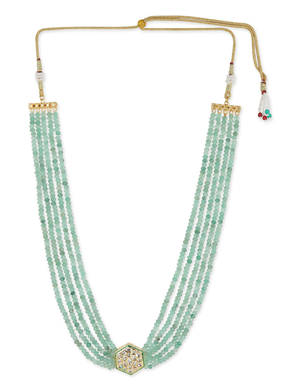 Green Gold-Toned Brass Gold-Polished Necklace - Ruby Raang | Grab2Buy