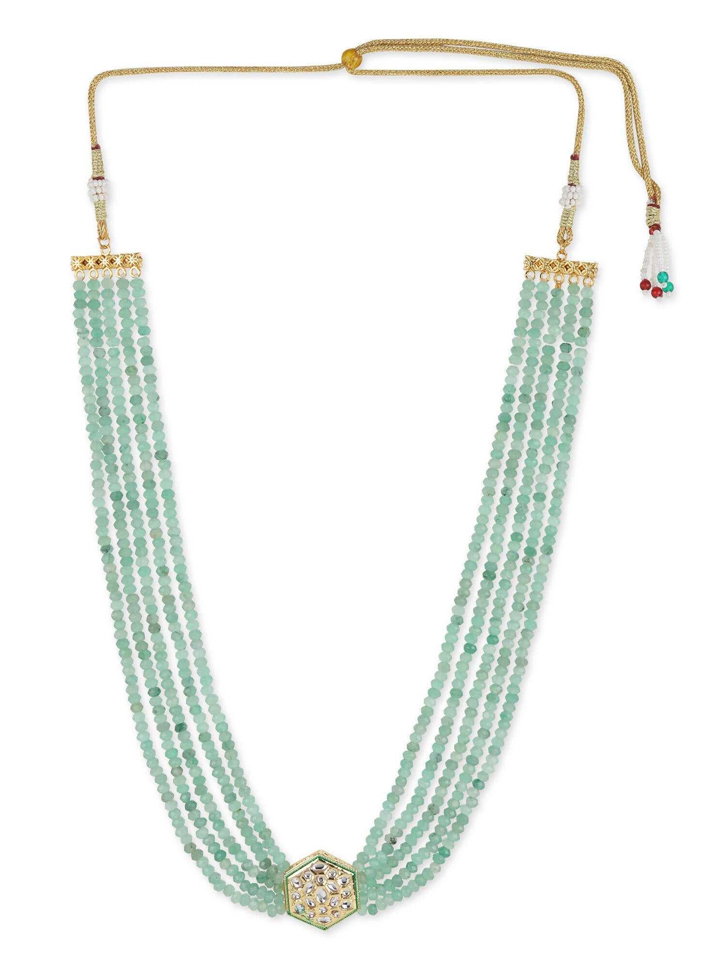Green Gold-Toned Brass Gold-Polished Necklace - Ruby Raang | Grab2Buy