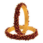 Mominos Fashion Joharkamal Gold-Polished Maroon Beads Work Bangles | Grab2Buy
