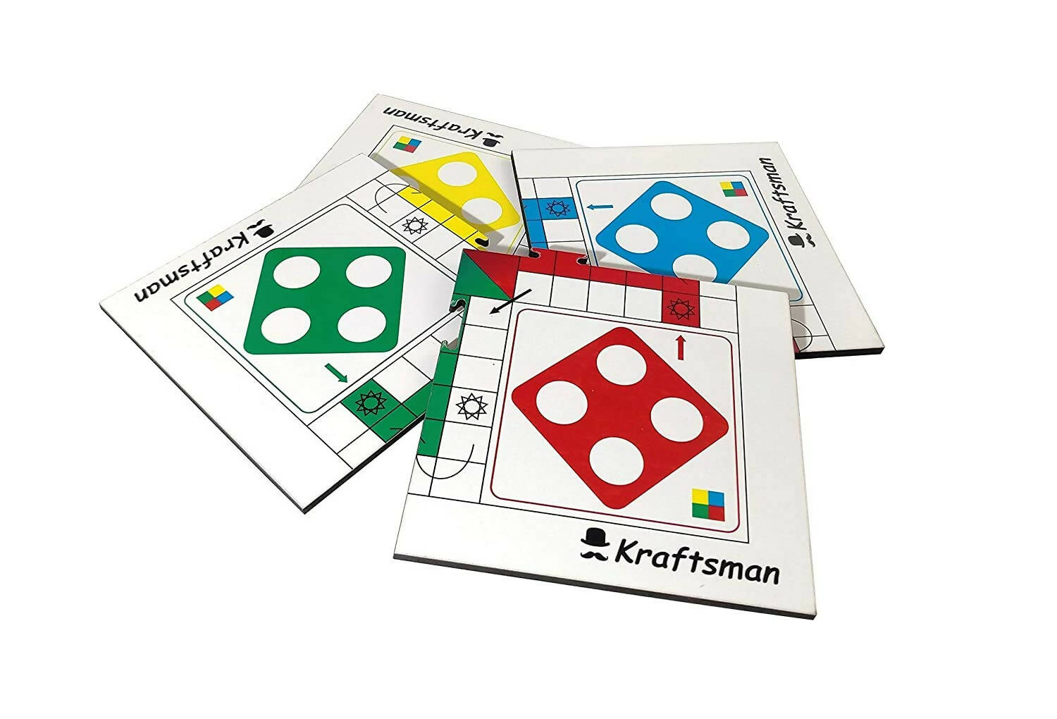 Kraftsman Wooden Portable Ludo Board Game for Kids and Adults (11?11 Inches) | Travel Pouch Included for Pawns and Dice | Grab2Buy