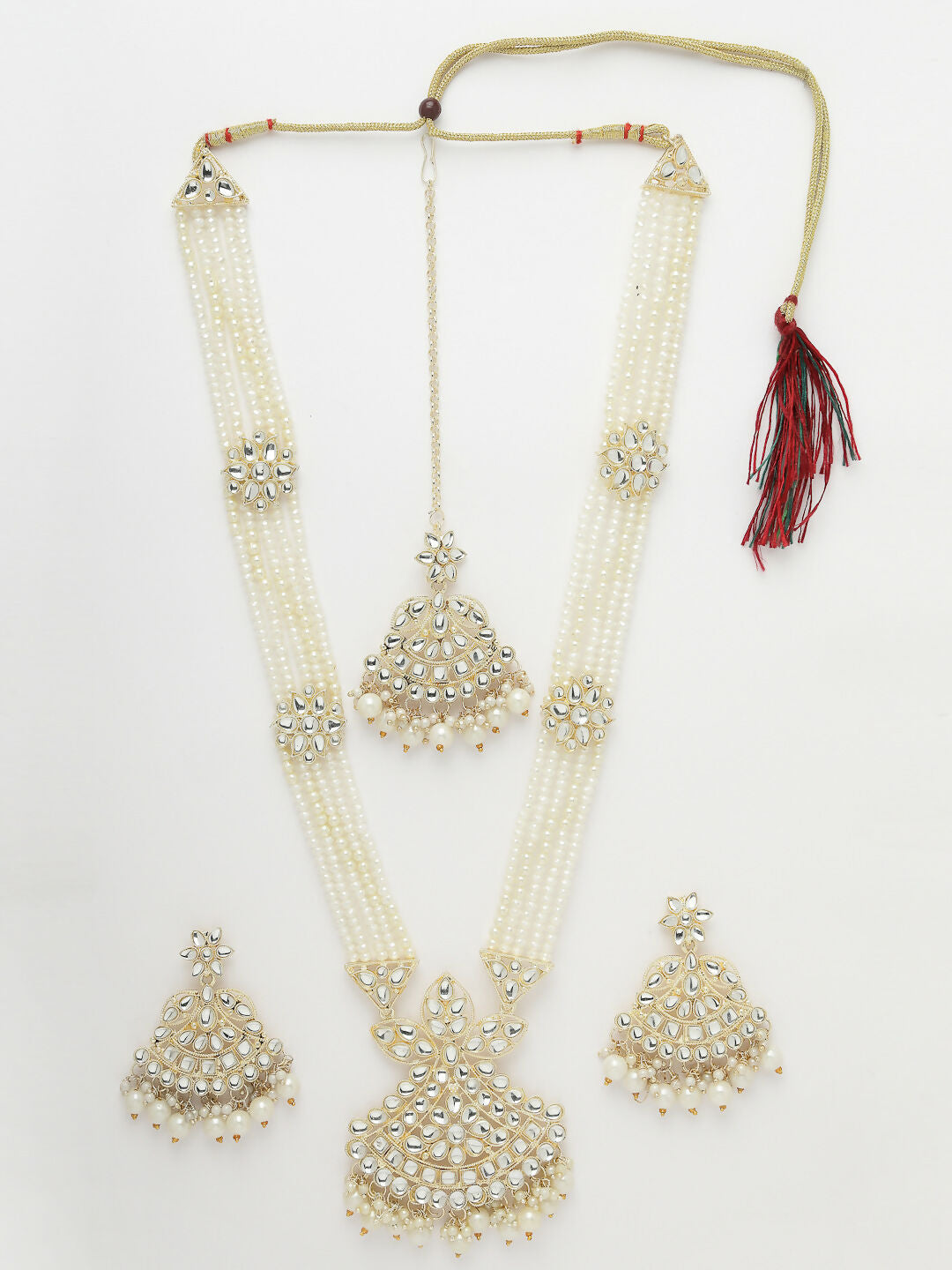 NVR Women's Gold-Polished Kundan-Studded Chandbali Earrings | Grab2Buy