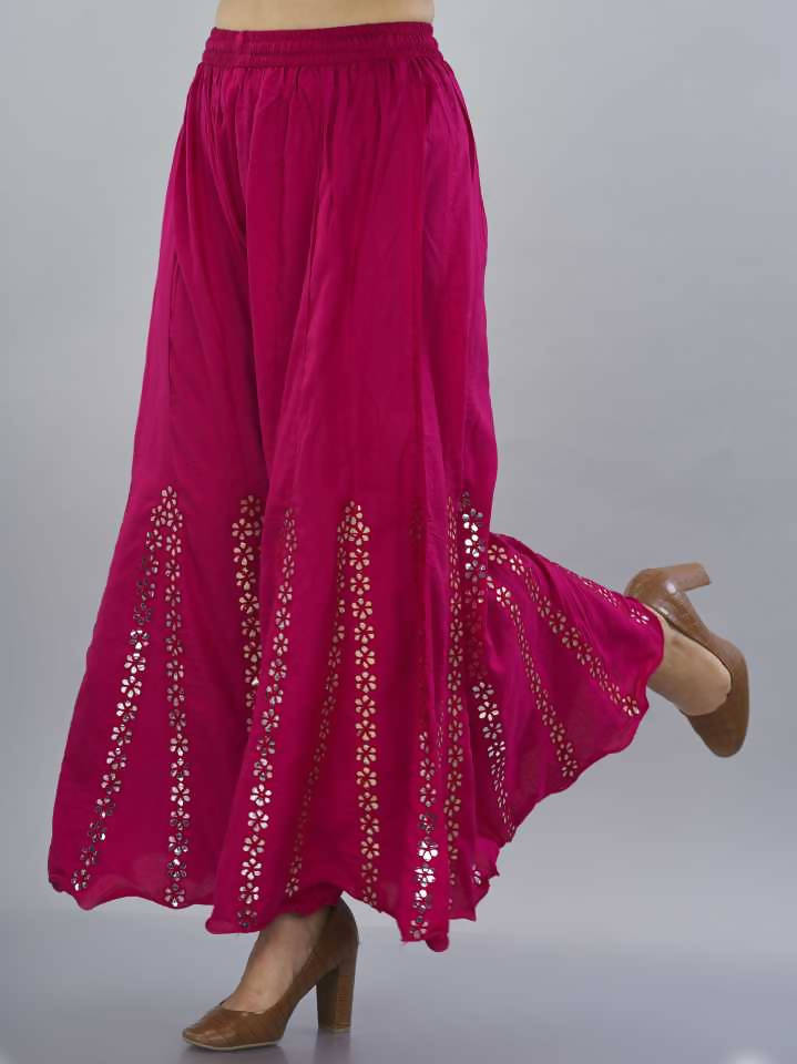 Mominos Fashion Dark Pink Mirror Palazzo | Grab2Buy