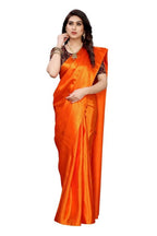 Vamika Plain Orange Satin Saree (SATIN GLORY ORANGE) | Grab2Buy