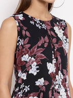 Myshka Women's Multi Crep Printed Sleeveless Round Neck Casual Top | Grab2Buy